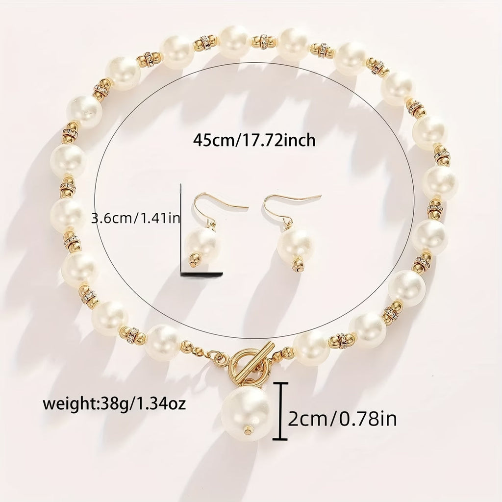 Chunky Pearl Statement Necklace Set