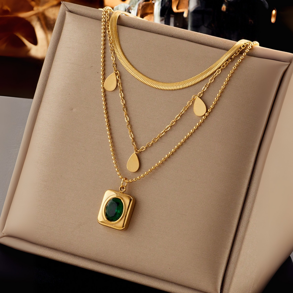 Mystic Layered Emerald Necklace